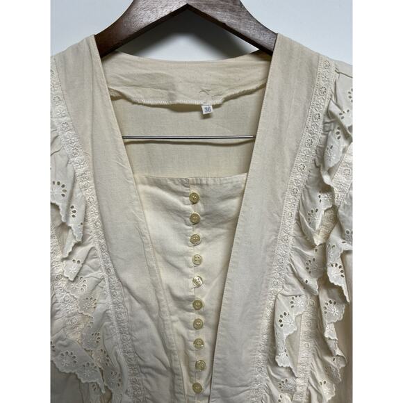 Vintage Victorian Lace Ruffle Cottage Core Western Prairie Coquette Top Medium - Picture 8 of 16